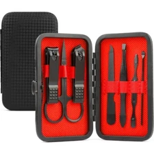 Personal Care Nail Clipper Kit Professional Pedicure Set Grooming kit 7pcs Black