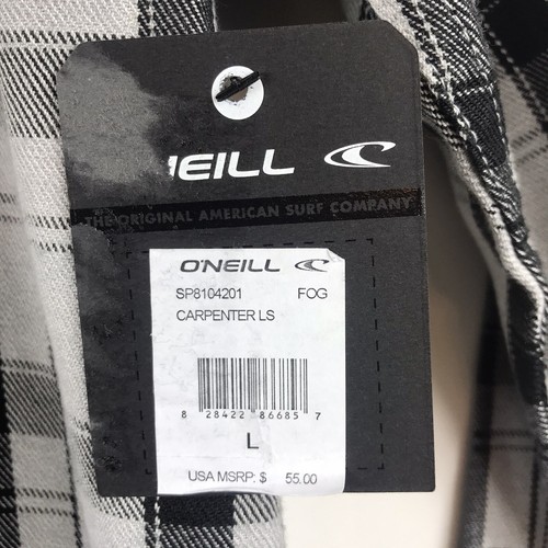 O'Neill Shirt Mens Large Carpenter LS Gray Black Plaid Woven Long Sleeve $55 NEW - Picture 4 of 5