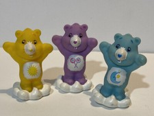 Vtg Care Bears on Clouds Vinyl Small 3 Figures Cake Toppers Collectable TCFC