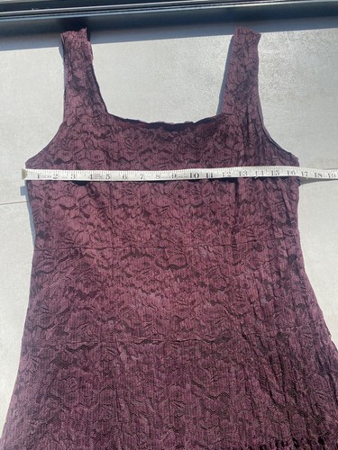 Phase Eight Size 12 Burgundy Lace Tiered Dress Midi Square Neck Cruise Party - Picture 11 of 16