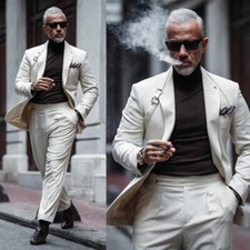 Men's Suit Regular Fit Peak Lapel Business Office Wedding Party Casual 2 Pcs