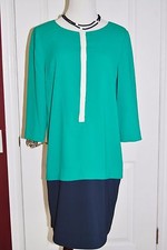 Ann Taylor 3/4 Sleeve Colorblock Shift Dress, Blue/Green Size- 10