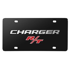 Dodge Charger Rt 3d Logo On Black Stainless Steel License Plate