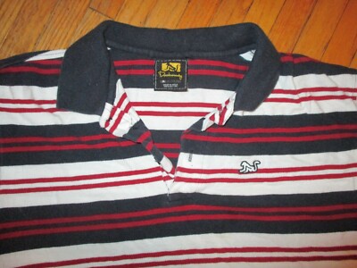 Vintage 90s 00s Drunknmunky Polo Blu Rosso Righe Bianche Scimmia da Strada  Media | eBay