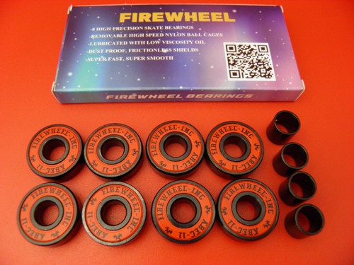 8 x FIREWHEEL-INC ABEC 11 SCOOTER SKATEBOARD BEARINGS RED SHIELDS + 4 x Spacers - Picture 8 of 24