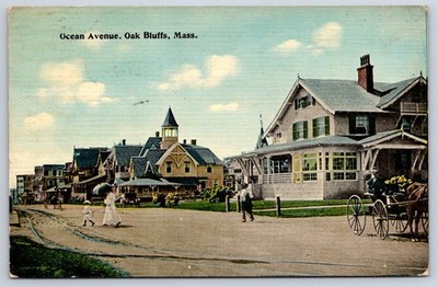 Antique Massachusetts Postcard OAK BLUFFS Ocean Avenue 1913