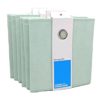 Room Essentials Mint Fabric Cube Storage Bins, 11 x 10½ x 10½