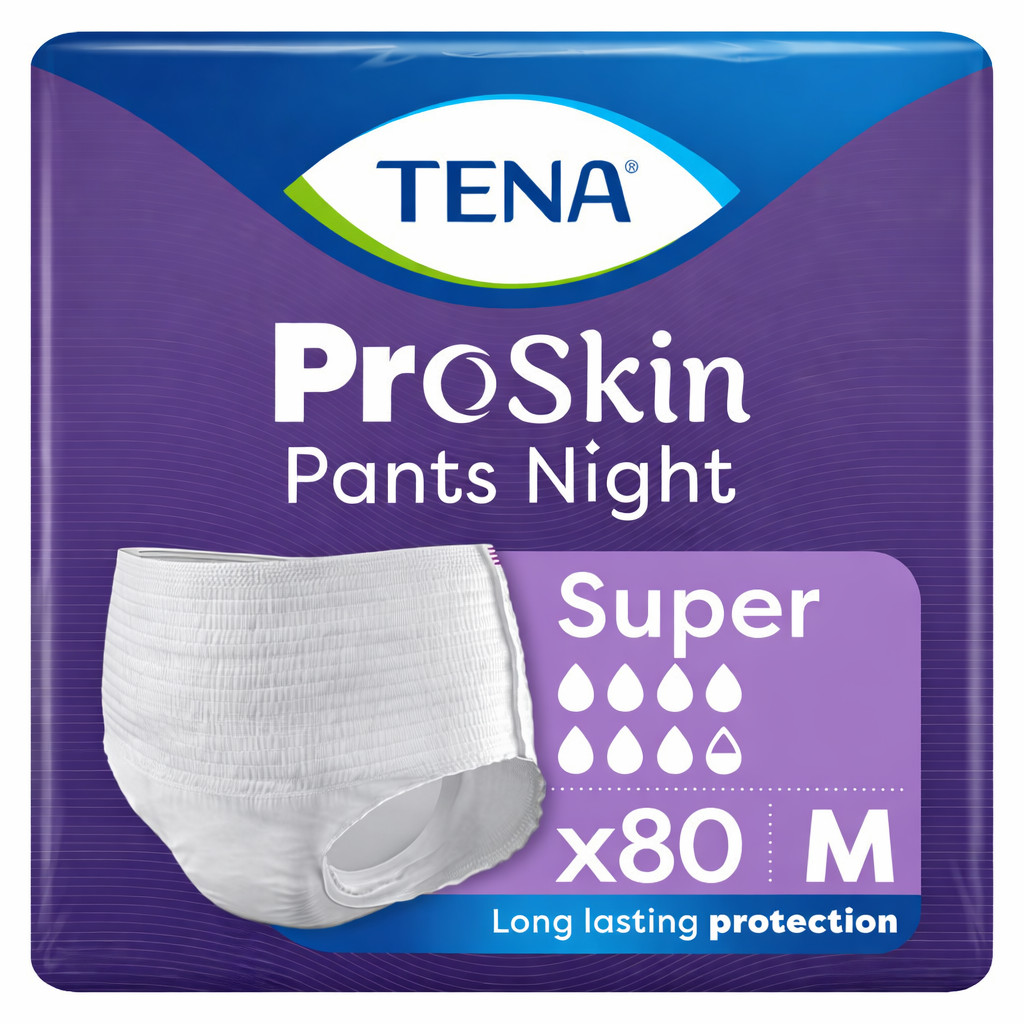 80 x TENA ProSkin Night Super Medium Adult Incontinence Pants | 8 Packs of 10