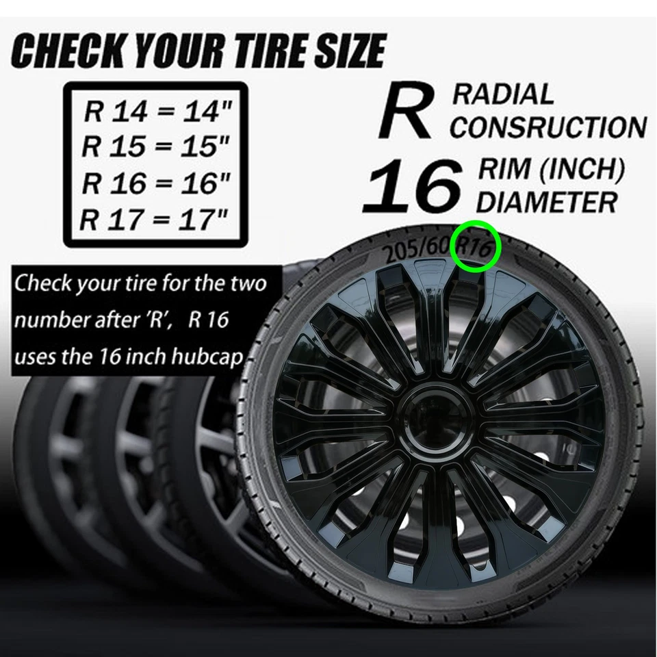 Tapacubos 4 piezas nuevos 16" cubiertas de llanta aptas para neumático Volkswagen Beetle Jetta R16 Foto 2 de 4