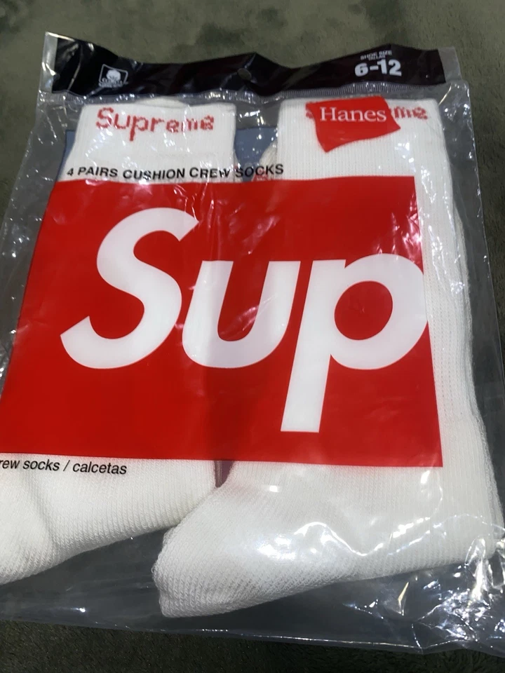Calcetines Supreme X Hanes Crew - Blancos, Pack de 4, Talla 6-12 Foto 3 de 4