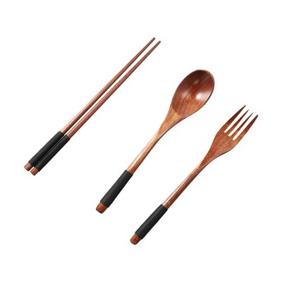 Tragbares Holz Essbesteck Set glatte und haltbare Oberfläche 3 teilig!