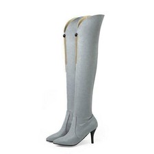 Women's Pointed Toe High Heels zip Over Knee High Boots Club Party Casual Shoes