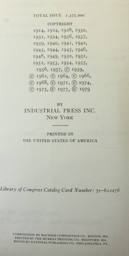 Vintage Machinery's Handbook Twenty First Edition 21st Third Printing 1980 - Imagen 8 de 9