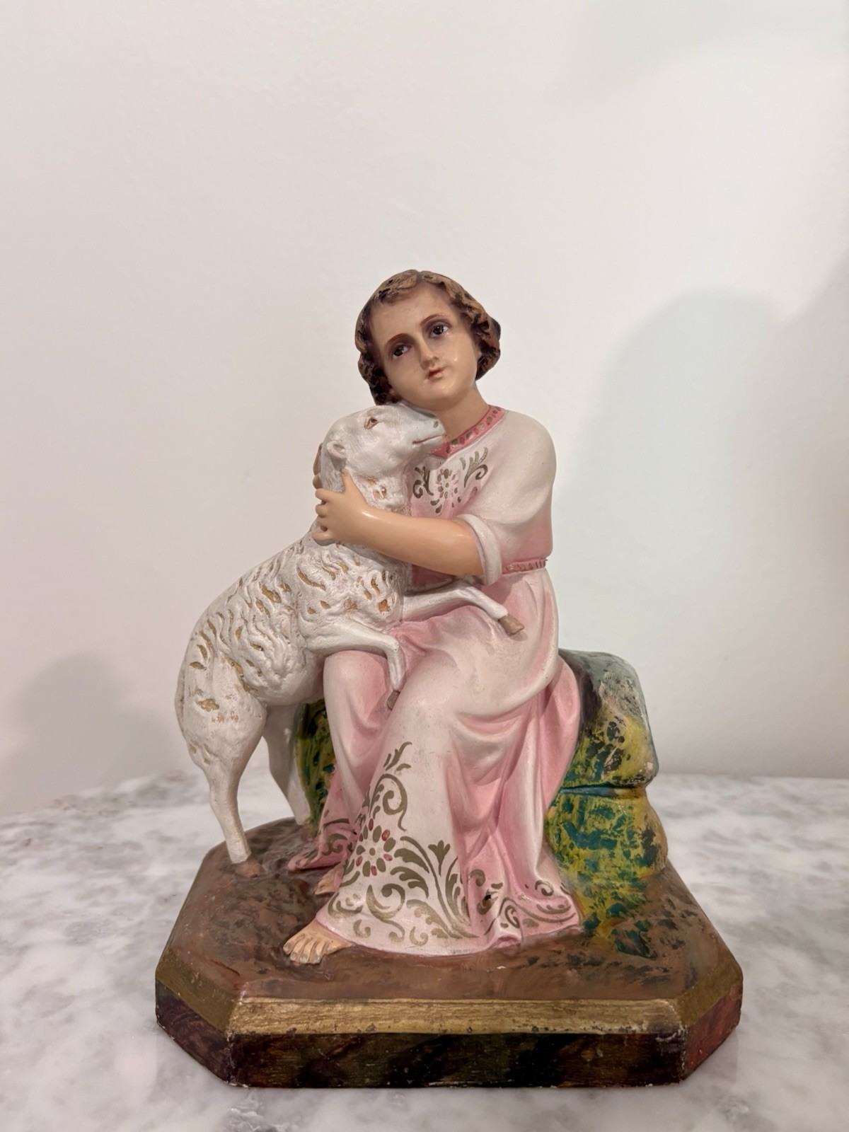 Child Jesus Statue Made In Spain OLOT Glass Eyes Hand Painted Spanish