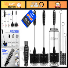 6 Pack Bottle Brush Set - 14" Long Handle Stainless Steel Cleaner, 3 Straw Brush