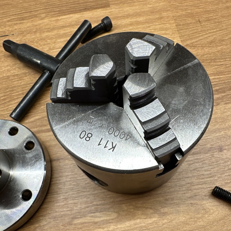 K11-80 3-Jaw Manual Lathe Chuck Plain Back Mount, Manual Operation