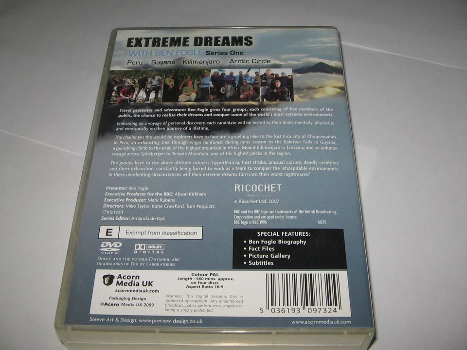 EXTREME DREAMS with BEN FOGLE Series One/1 (2009) 4 DVD Box Set BBC Documentary - Image 2 of 2