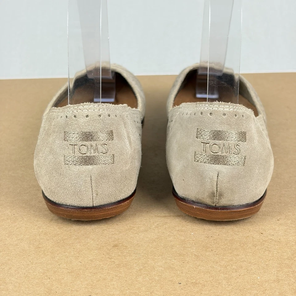 Toms Jutti Suede Laser Cut Flats Womens 8 Tan Taupe Slip On Casual Comfort - Image 4 of 4