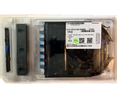 Corning CCH-CS12-A9-P00RE Pigtailed Splice Cassette 12 F, LC Duplex SM, OS2, UPC