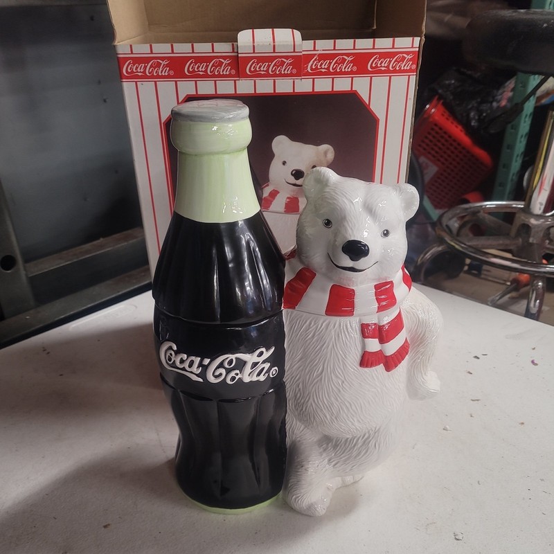 Coca Cola Polar Bear with Coke Bottle Cookie Jar 1998 by Cavanagh Vintage