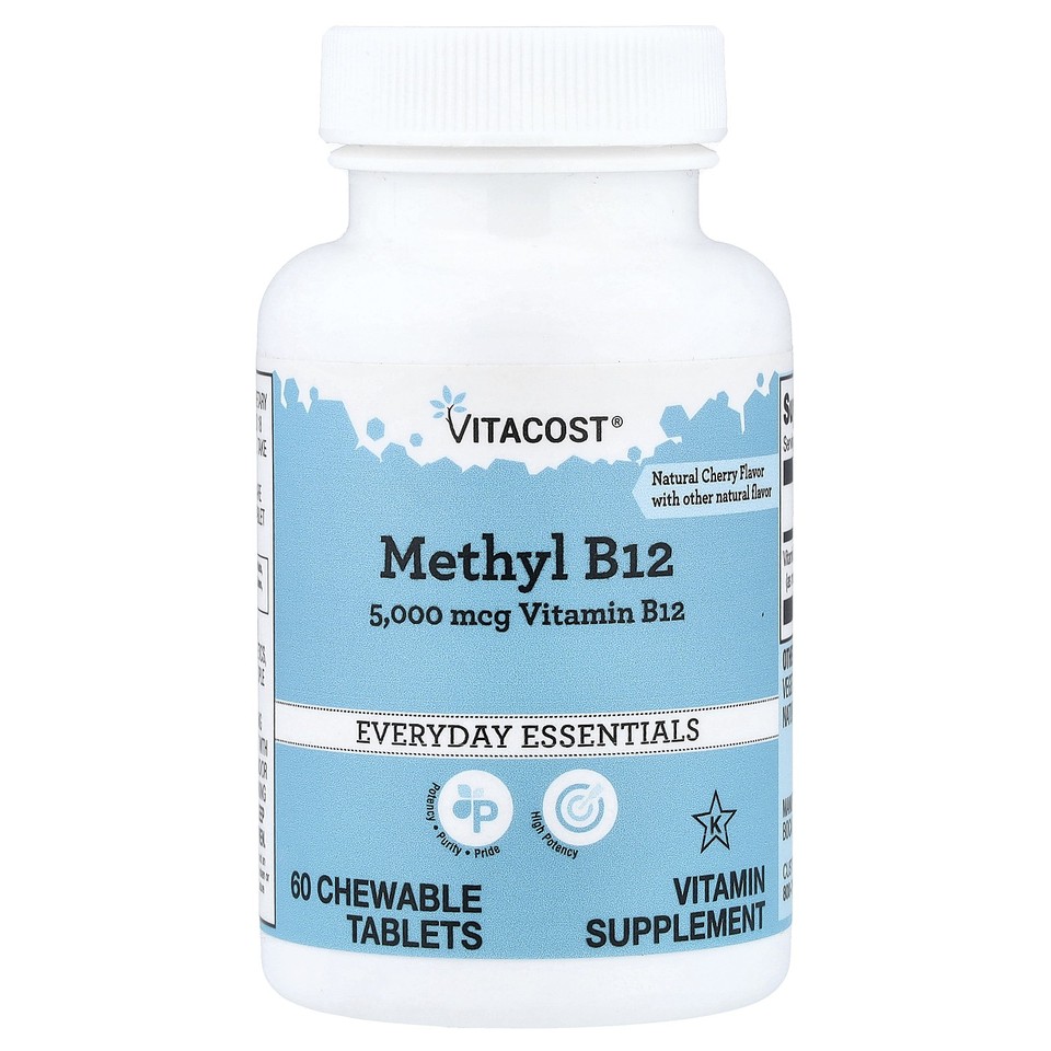 Methyl B-12, Natural Cherry, 5,000 mcg, 60 Chewable Tablets