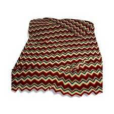 Handmade Crochet Chevron Blanket Throw Red Brown Cream 9 ft x 7ft