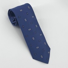 Brooks Brothers Makers Blue Geometric Silk Tie Woven in England Made in USA