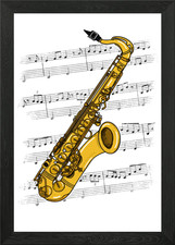 Listing image for Saxophone Music Notation Framed Wall Art Poster Canvas Print Picture