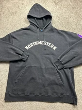 VINTAGE Northwestern University Sweater Mens Large Black Hoodie Wildcats Adidas