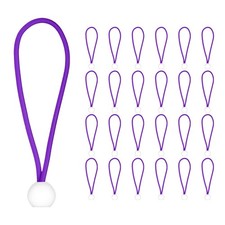 Ball Cords, (15cm / 6 Inch, Purple) (25 Pcs),Polyester White Ball Bungee Cords