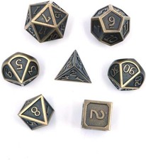 DollaTek 7 PCS Metal Dice Set DND Game Polyhedral Solid Metal D&D Dice Set with