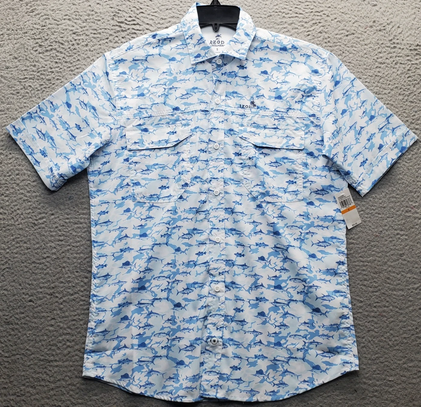 IZOD Sun Shield Performance Fishing Shirt Mens S Multi Short Sleeve Vent Back