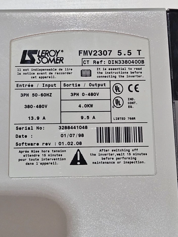 Variateur de vitesse Leroy Somer 4kW FMV2307 5.5T - Photo 2/4