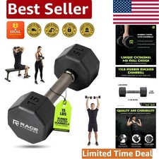 15 LB Rubber Coated Dumbbell with Easy-Grip Handle for Strength Training