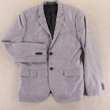 H M Blazer Mens S 38R Gray Slim Sport Coat Jacket Two Button Cotton Blend Suit