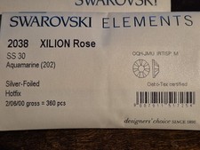 360 Sealed Package Swarovski Aquamarine HOTFIX 30ss 6mm 2038 2.5 Gross