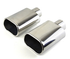 Pair Stainless Steel Exhaust Tip Rolled Oval Slant 2.5 Inlet - 5.5 X 3 Outlet