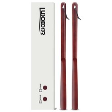 Luxdecor 2 Pack Long Handle Wood Shoe Horn Large, 2pack-beech stained-red