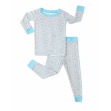 Little Sleepies Baby Polka Dots Blue Trim Bamboo Two-Piece Pajama Set 18-24M