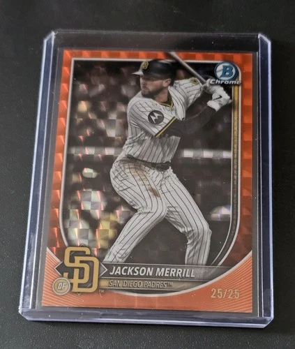 Jackson Merrill 2025 Bowman Chrome Orange Geometric Refractor 25/25 Padres