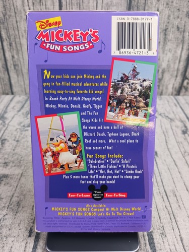 Mickeys Fun Songs: Beach Party At Walt Disney World (VHS) Pre-Owned, Good - Picture 2 of 2