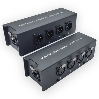 4 Channel DMX Over Network Cable Extender 3-Pin XLR Male and Female to Etherc...