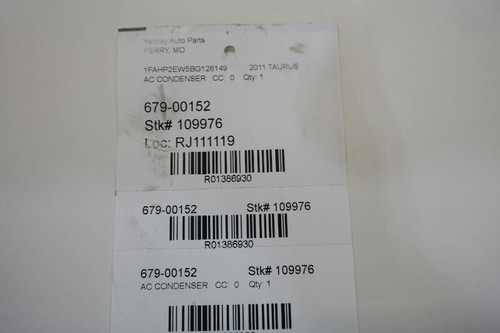 08-12 Ford Taurus 3.5L AC Condenser Without Turbo  - Picture 7 of 12