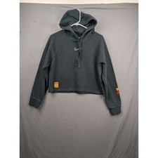 Nike Womens Sportswear Ribbed Cropped Hoodie Black Size M