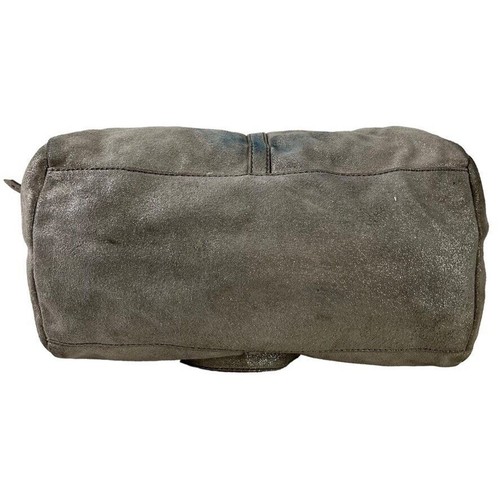 Fossil Womens Suede Metallic Silver Large Erin Satchel Shoulder Bag Purse - Picture 13 of 16