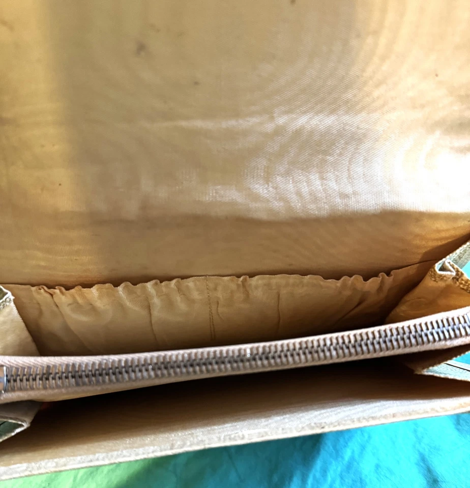 Bolso de mano/cartera japonés antiguo de cuero pintado a mano 1930 envío gratuito Foto 4 de 4