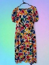 Vintage Twee Floral Calvin Klein Dress 100% Cotton A-line Size 14
