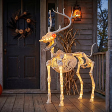 LED Lighted Deer Skeleton 5 ft Indoor or Outdoor Halloween Decoration with Light