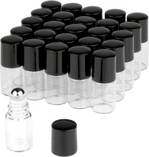 25 Pcs Clear Glass Mini Roll on Bottles Empty Essential Oil Roller Ball Bottles
