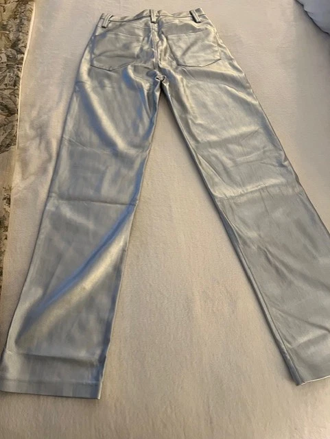 Nuevo con etiquetas Pantalón Joe's Jean's The Margot Plateado Cuero Vegano Talla 27 Foto 2 de 4